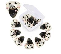 Little Animal Panda Print Guitar Picks Set of 12 with Custom Organizer Storage Box, Guitar Accessories, Ukulele for Acoustic Guitar, Bass, St Day Gift