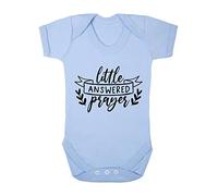 Little answered prayer (style two banner) [BBY4] baby grow vest, 6-12 months, Pastel Blue