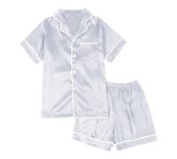 Little Baby Girls Boys Set Satin Silk Kids Short 2 Down Classic Loungewear Shorts 6t Boy Clothes (Grey, 7-8 Years)