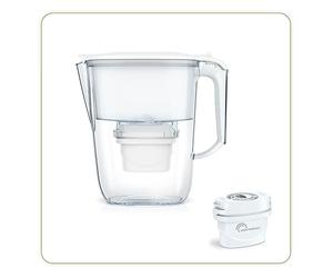 LITTLE BALANCE 8592 Clear Filter Carafe + 3 Filter Cartridges, Reduces Microplastics, Chlorine, Limescale and Other Impurities, 2.5L, Ultra Fast Flow, BPA Free Plastic, White