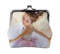 Little Ballerina Dancing Girl Print Coin Purse for Women Cute PU Leather Kiss-lock Change Purse Wallet, Black, One Size, Pattern