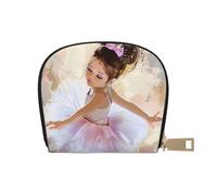 Little Ballerina Dancing Girl Print Coin Purse Wallet for Men&Women, Cute Leather Credit Card Holder Zipper Mini Pouch Change Purses, White, One Size, Coin Purse