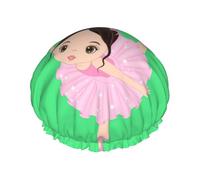 Little Ballerina Dancing Girl Print Large Size Waterproof Shower Cap For Women And Men Reusable Lightweight Soft Hat
