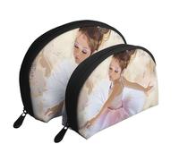 Little Ballerina Dancing Girl Print Small Purses 2Pcs Portable Coin Purse Makeup Bag Soft Vacation Pouch Change Holder Wallet with Zipper Portable for Shopping Travel Party Cosmetic Bag
