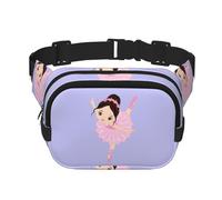 Little Ballerina Dancing Girl Print Square Double Layer functionality Waist Bag Unisex Crossbody Pack Travel Workout, Black, One Size