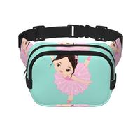 Little Ballerina Dancing Girl Print Square Waist Purse Double Layer Fanny BagTrendy Travel Waist Bag for Men and Women, Black, One Size