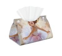 Little Ballerina Dancing Girl Print Tissue Box Cover Foldable Tissue Storage Box Leather Tissue Cube Box Holder for Living Room Bedroom Office Car Home Decor