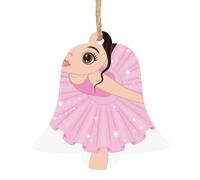 Little Ballerina Dancing Girl Printed Bell Shape Xmas Ornaments 1 Pcs, Christmas wooden pendant Hanging for Xmas Tree Home Indoor Outdoor Decor