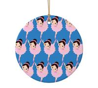 Little Ballerina Dancing Girl Printing Christmas Ceramic Hanging Decoration - Celebrating Family This Xmas Ornament, Gift For Family, Friends