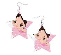 Little Ballerina Dancing Girl Prints Leather star earrings Pendant Stylish and light Lightweight Dangle for Women Girls, One Size, Leather, No Gemstone