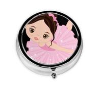 Little Ballerina Dancing Girl This Small, Printed, Round Pill Box is a Portable Pill and Vitamin Organizer Perfect for Pockets, Purses, and Travel.