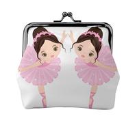 Little Ballerina Dancing Girl Women's Leather Kiss-Lock Coin Purse,Double-Sided Full Print Pattern,Ultra-Fine Fiber Leather,Small Clutch Wallet for Cash,Cards,Coins