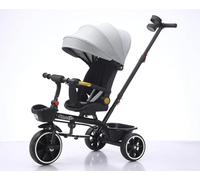 Little Bambino Baby Kids 5-in-1 Tricycle Trike Stroller with Canopy, 3 Wheels, Parent Push Handle, 80% Assembled, Grey