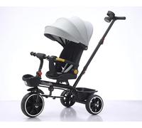 Little Bambino Baby Kids 5-in-1 Tricycle Trike Stroller with Canopy, 3 Wheels, Parent Push Handle, Unassembled, Grey