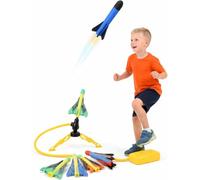 Little Bambino Flying Rocket Air-Powered Foam Rocket Launcher Toy Set for Kids, with 6 Rockets and Planes, Indoor and Outdoor, Ages 3+