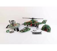 Little Bambino Soldier Combat Military S.W.A.T. Helicopter Playset with Helipad, Combat Boat, Action Figures and Accessories, 72x41x18cm