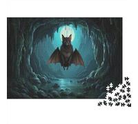 Little Bat Jigsaw Puzzles Puzzles for Adults Kids. 1000 Pieces Cave Moon Night Impossible Challenge Toy Home Decoration for Adults& Kids Age 14 Years Up 1000pcs (75x50cm)