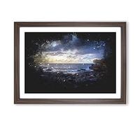 Little Bay in Sydney Paint Splash Framed Print | A2 Walnut Framed Wall Art | Ready to Hang | Modern Nature Picture | Living Room Bedroom Lounge Office