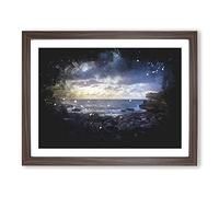 Little Bay In Sydney Paint Splash Modern Art Framed Print | A2 Walnut Framed Wall Art | Ready to Hang | Modern Nature Picture | Living Room Bedroom Lounge Office