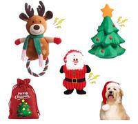 Little Bean Christmas Dog Squeaky Toy Dog Chew Toy 3pcs Set Santa,Christmas Tree and Trindeer Plush Dog Toys for Small Dogs with Squeakers Durable Interactive Puppy Chew Toys (Christmas set)