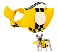 Little Bean Dog Life Jackets Vest Adjustable Swimming Safety with Superior Buoyancy and Rescue Handle for Small Medium Big Dog Boating (yellow bee, S)