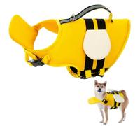 Little Bean Dog Life Jackets Vest Adjustable Swimming Safety with Superior Buoyancy and Rescue Handle for Small Medium Big Dog Boating (yellow bee, M)