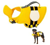 Little Bean Dog Life Jackets Vest Adjustable Swimming Safety with Superior Buoyancy and Rescue Handle for Small Medium Big Dog Boating (yellow bee, L)