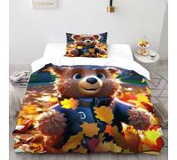 Little Bear Bedding Set for Comforter Polyester Animal Duvet Cover Set 2 Pieces for Children Teens And Adults -1 with Pillowcases, Single(135x200cm)