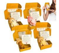 Little Bear in A Box - 4 Piece Mini Plush Bear Set with Inspirational Card | Worry Bears Hug in A Box for Desk Shelf Bedroom Nursery School Office Halloween Christmas Valentines