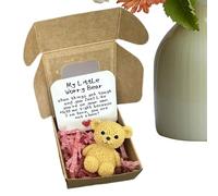 Little Bear in a Box, Bear Hug with Pocket Token Card, Uplifting Handmade Mini Keepsake for Men Women Adults Kids Good Luck Care Friend Show Support Share Happiness