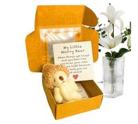 Little Bear In A Box Plush Toys | Pocket Bear Soft Toy | Mini Hug Bears In A Box Plush Doll With Positive Cards | Handmade Little Animal Pocket Hug Stuffed, For Kids & Adults Emotional-Support 7x7cm