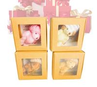 Little Bear In A Box - Pocket Bear in Box, 4 Pieces Small Bears with Inspirational Card | New Toys for School, Birthday, School, Halloween, Valentine's Day, Office, Bedroom
