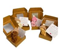 Little Bear in Box, Handmade Mini Plush Bear in Box, Mini Plush Teddy Bear in Box with Inspirational Card, Bring You Encouragement and Warmth, The Ultimate Emotional Support Partner (Mix 4pc)