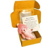 Little Bear in Box, Handmade Mini Plush Bear in Box, Mini Plush Teddy Bear in Box with Inspirational Card, Bring You Encouragement and Warmth, The Ultimate Emotional Support Partner (Pink)