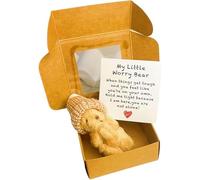 Little Bear in Box, Handmade Mini Plush Bear in Box, Mini Plush Teddy Bear in Box with Inspirational Card, Bring You Encouragement and Warmth, The Ultimate Emotional Support Partner (Brown)