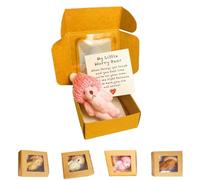 Little Bear in Box,Handmade Mini Plush Bear in Box,My Little Worry Bears,Pocket Bears with Inspirational Card,A Plush Animal for Friends Or Lovers (Pink)