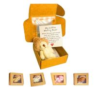 Little Bear in Box,Handmade Mini Plush Bear in Box,My Little Worry Bears,Pocket Bears with Inspirational Card,A Plush Animal for Friends Or Lovers (White)