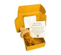 Little Bear in Box,Handmade Mini Plush Bear in Box with Inspirational Card,Emotional Support Worry Bears,Sympathy Gift for Graduation,Birthday,Valentine's Day (Brown)