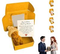 Little Bear in Box, Handmade Mini Plush Teddy Bear in Box,My Little Worry Bears with Inspirational Card,Emotional Support Positive Gifts for Christmas and Valentine's Day & Mother's Day (Brown)