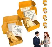 Little Bear in Box - Handmade Mini Plush Teddy Bear in Box, My Little Worry Bears with Inspirational Card, Emotional Support, Positive Gift for Christmas and Valentine's Day & Mother's Day (Set D)