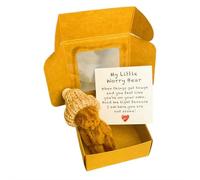 Little Bear in Box, Handmade Mini Plush Teddy Bear in Box, My Little Worry Bears, with Inspirational Card, Soft Handmade Teddy Keepsake for Lovers (Coffee)