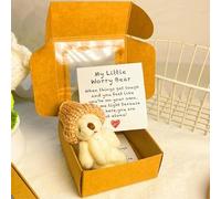 Little Bear in Box, Handmade Mini Plush Teddy Bear in Box with Inspirational Card, Cute Bear Gift for Sympathy, Little Pocket Bears, Soft Handmade Teddy Keepsake for Lovers (White)