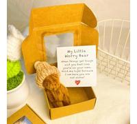 Little Bear in Box, Handmade Mini Plush Teddy Bear in Box with Inspirational Card, Cute Bear Gift for Sympathy, Little Pocket Bears, Soft Handmade Teddy Keepsake for Lovers (Brown)