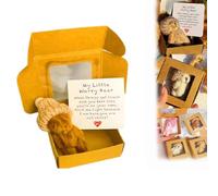 Little Bear in Box, My Little Worry Bear in Box with Inspirational Card, Mini Pocket Hug Plush Animal for Anxiety & Stress Relief,Positive Sympathy Gift for Women Men (Coffee)