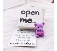 Little Bear in Box,My Little Worry Bears,Mini Pocket Bears with Encouraging Card,Adorable Mini Emotional Positive Support Bear,Relationship Gifts for Birthday Valentine's Day Lovers Friends,Family