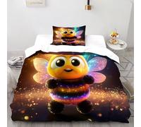Little Bee Bedding 2 Pcs Ultrasoft Hypoallergenic Little Bee Duvet Cover Bedding 2 Pcs Childrens Microfiber Hidden Zipper Single（135x200cm）