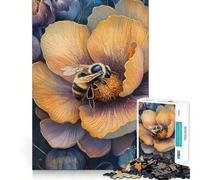 Little Bee on A Flower - Art Nouveau 1000 Piece Jigsaw Puzzles for Adults Jigsaw Unwind Game Perfect Connection Playful Challenge Room Art (38x26cm)