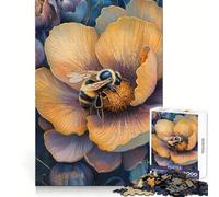 Little Bee on A Flower - Art Nouveau 1000 Piece Jigsaw Puzzles for Adults Jigsaw Unwind Game Perfect Connection Playful Challenge Room Art (38x26cm)
