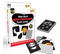 Little Berry High Contrast Flash Cards for New Born Babies & Infants | 32 Double-Sided Black & White Cards with 60+ Pictures | Age Group: 0 to 18 Month | Visual Development for Baby