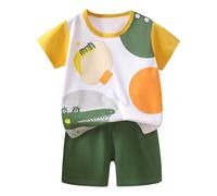 Little Big Boys Sets Casual Outfit Kids Dinosaur Monster Print top Short Sleeve Graphic tee Animal Summer Outfits Boys' Loose Comfortable Festival Clothes Set Light Green